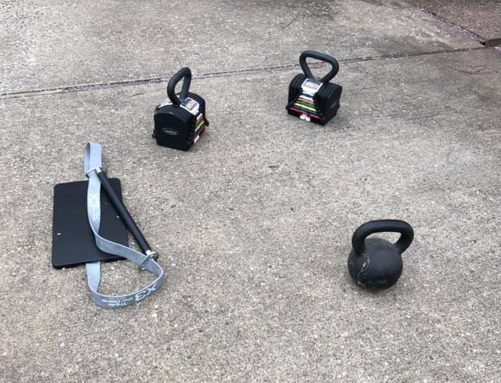 dumbbells on the floor