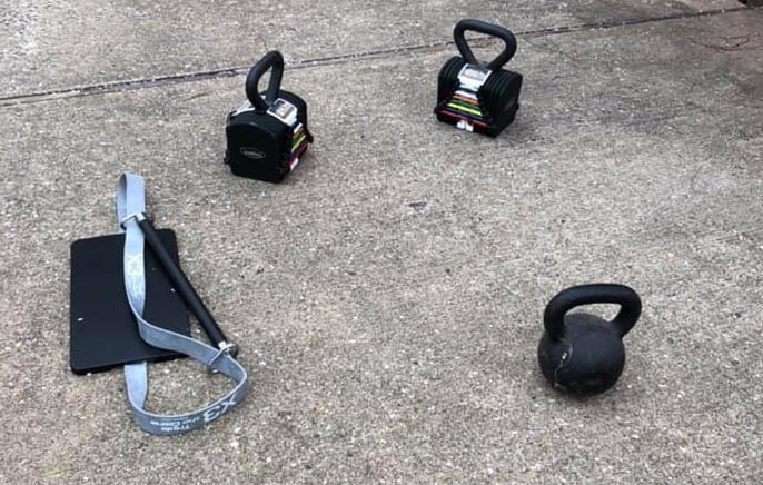 dumbbells on the floor