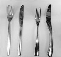 'Canteen' cutlery on the left; 'banquet' cutlery on the right