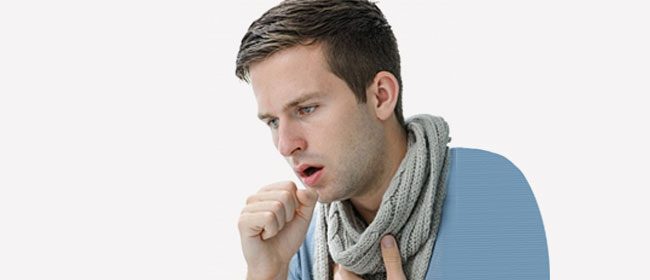 man coughing