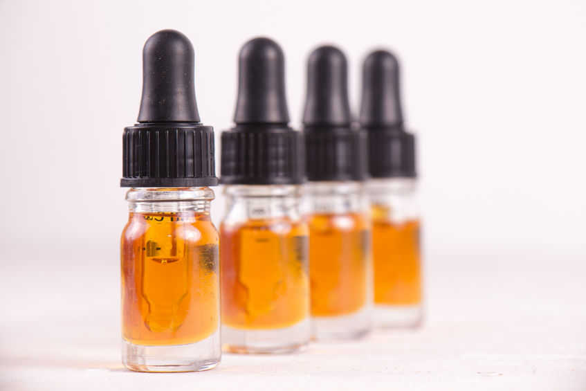 CBD bottles lined up