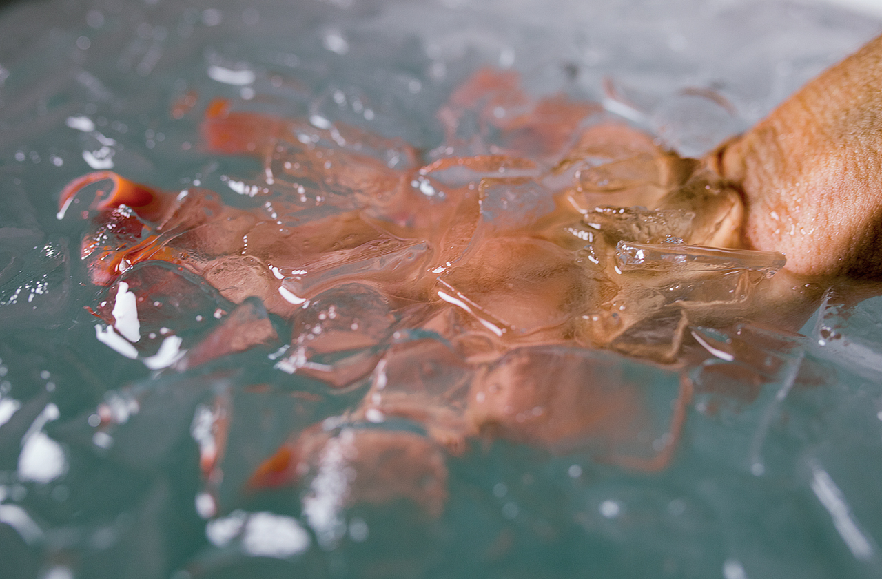 hand soaked in water